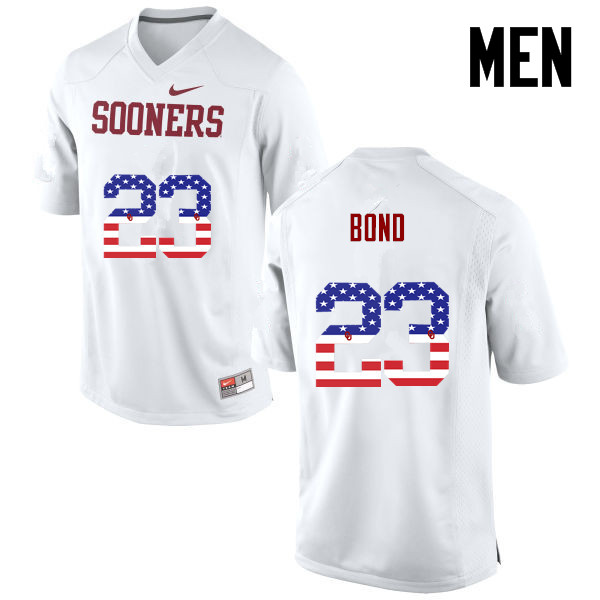 Men Oklahoma Sooners #23 Devante Bond College Football USA Flag Fashion Jerseys-White
